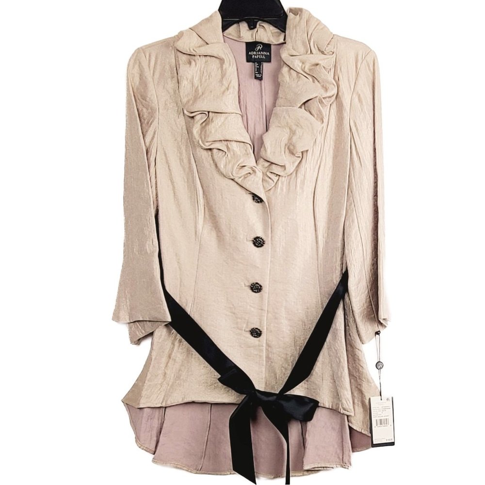 NWT Adrianna Papell Ruffle Collar Shimmer Top - Picture 4 of 5